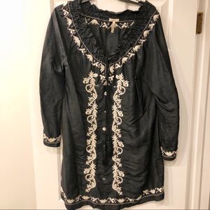 Joie Black Embroidered Dress- Size Large 100% silk